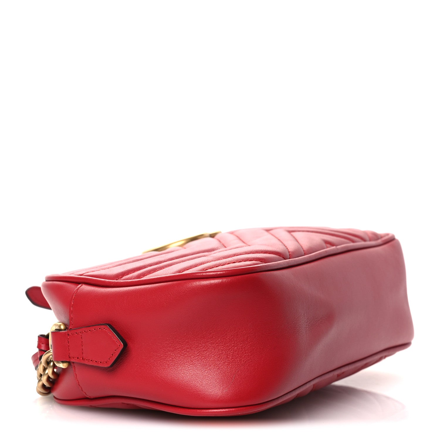 Gucci Calfskin Matelasse Small GG Marmont Chain Shoulder Bag Hibiscus Red 4 of 11