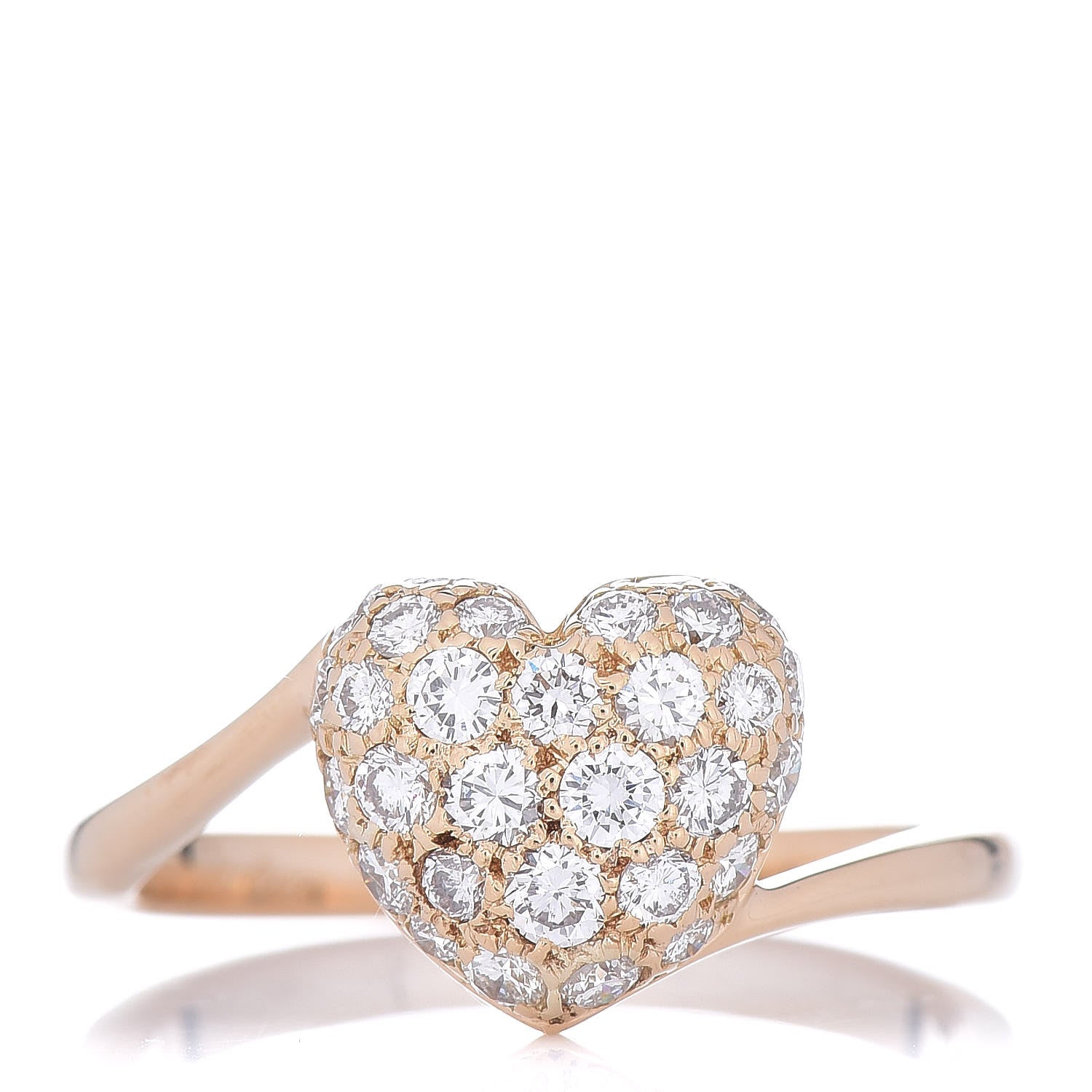 Cartier 18K Yellow Gold Diamond Heart Ring 51 5.75 1 of 6