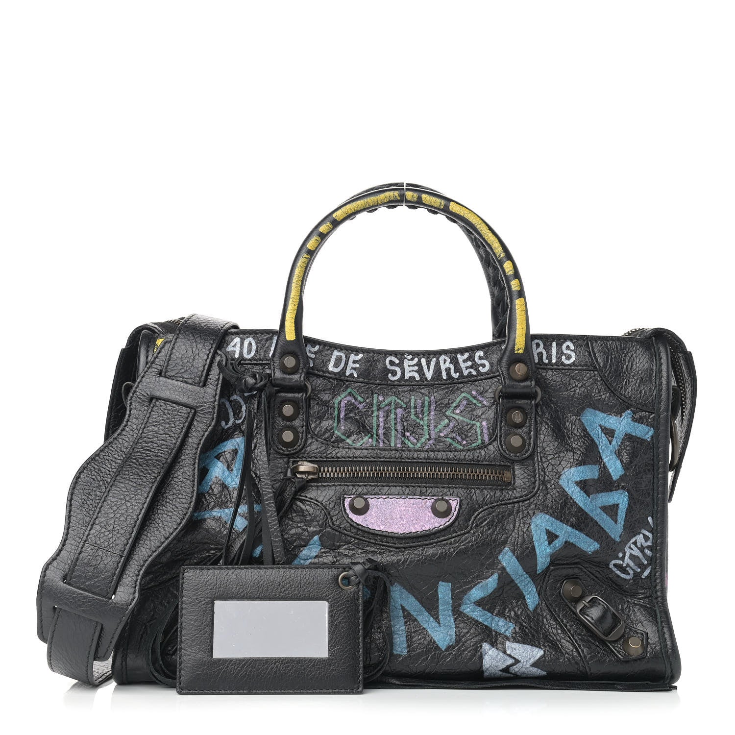 Balenciaga Agneau Graffiti All Over Classic Hardware S City Black Multicolor 1 of 9