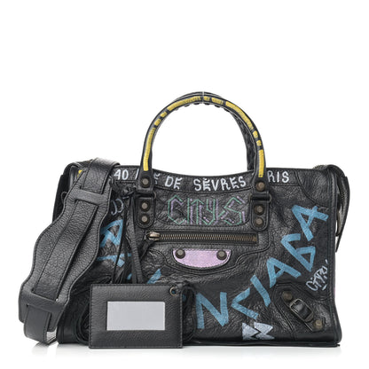 Balenciaga Agneau Graffiti All Over Classic Hardware S City Black Multicolor 1 of 9