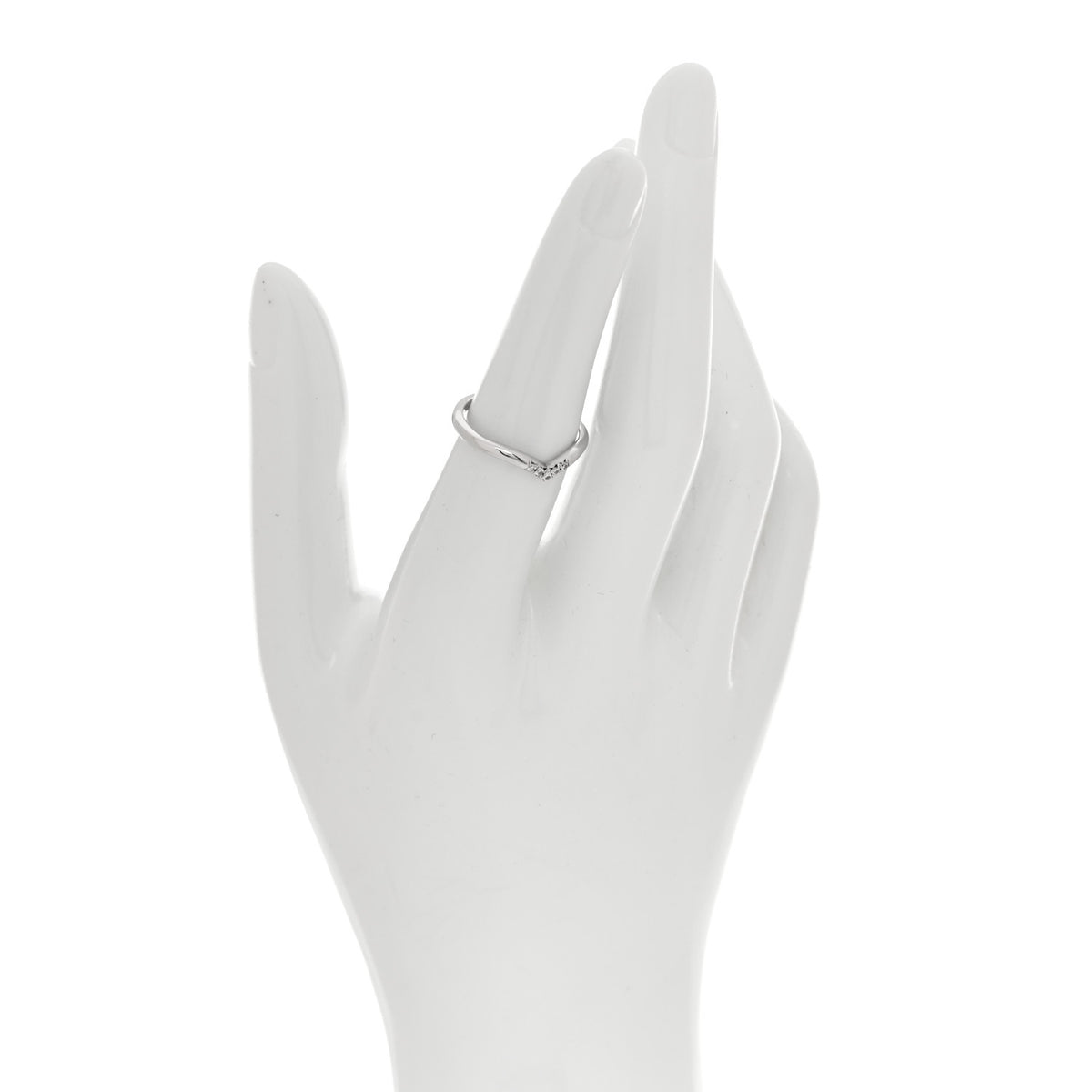 Platinum Diamond .03ctw V Band Ring 52 6