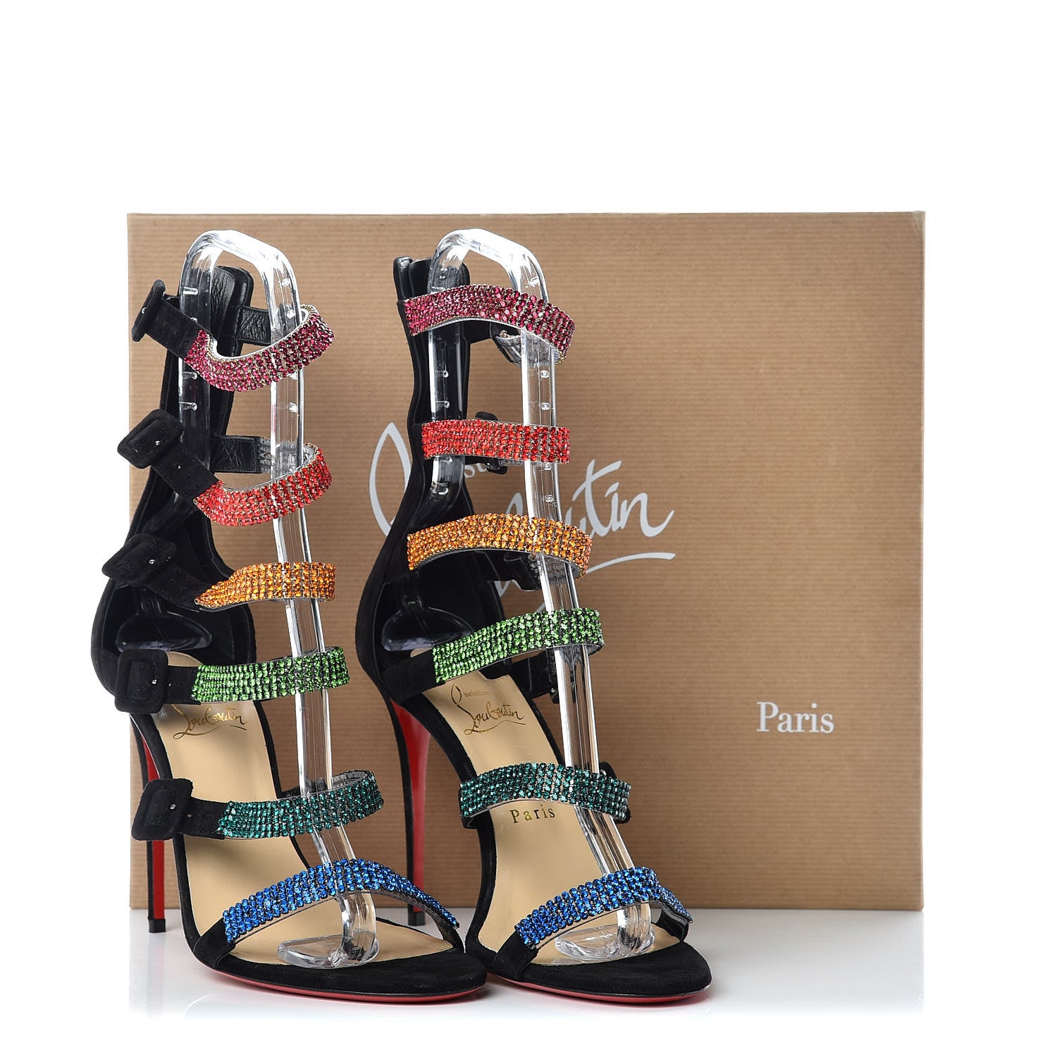 Christian Louboutin Veau Velours Raynibo Cage 110 Strappy Sandals 40 Black 7 of 7