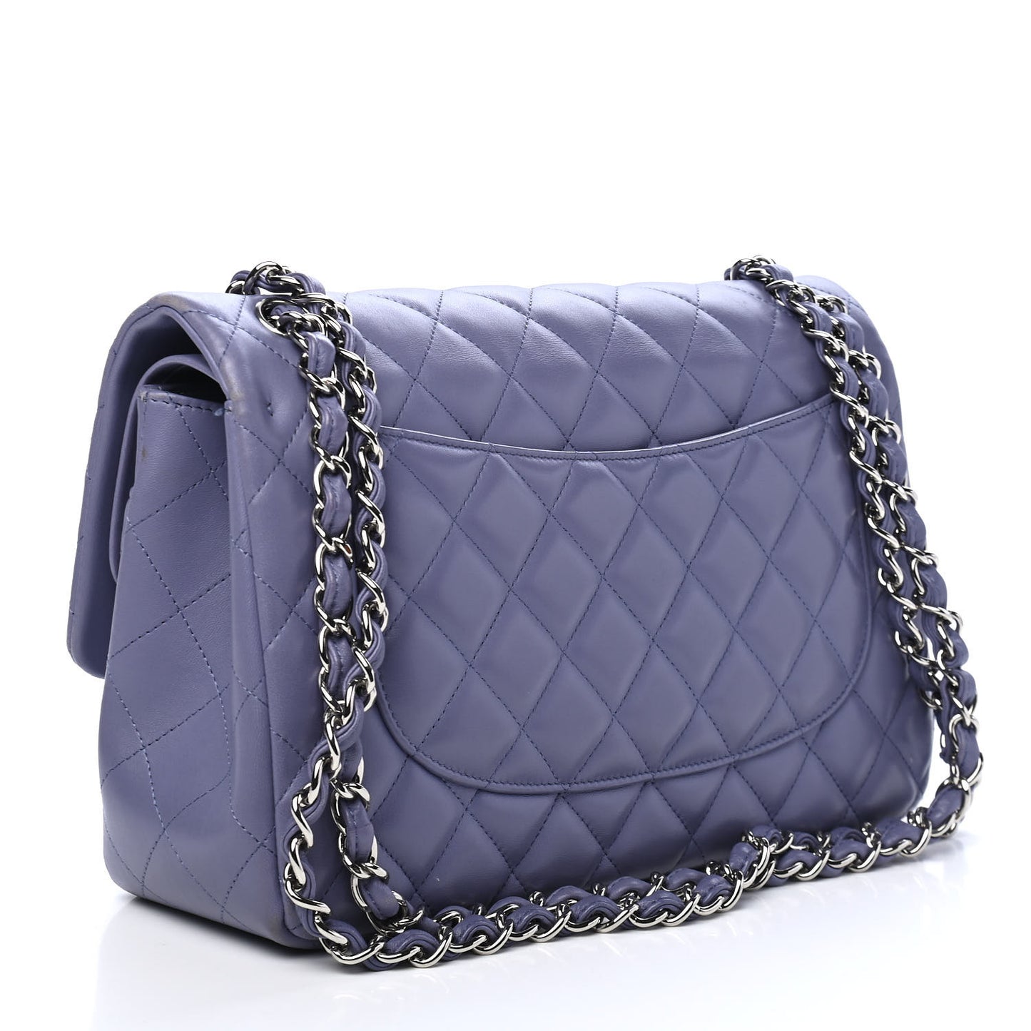 Lambskin Quilted Jumbo Double Flap Light Purple