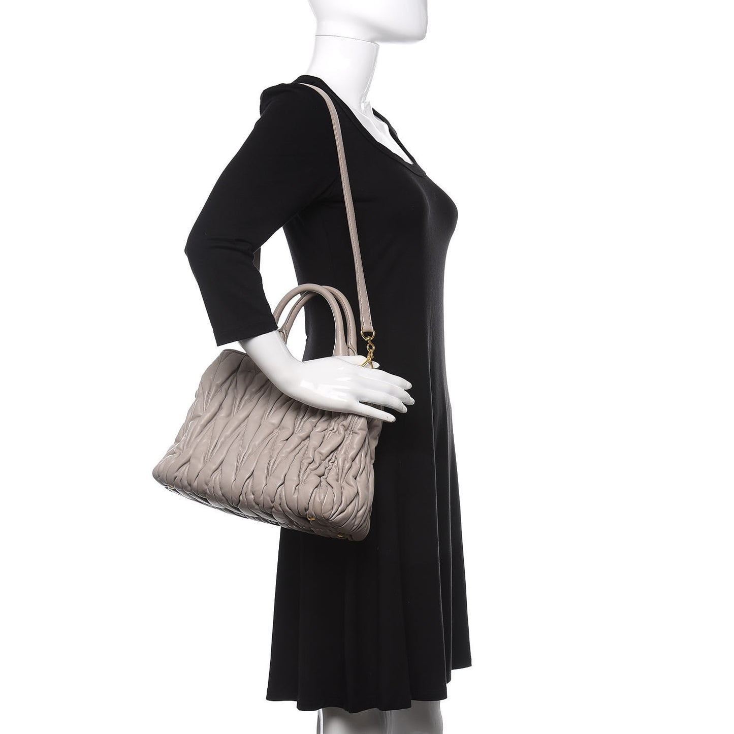 Nappa Matelasse Bauletto Top Handle Bowler Pomice