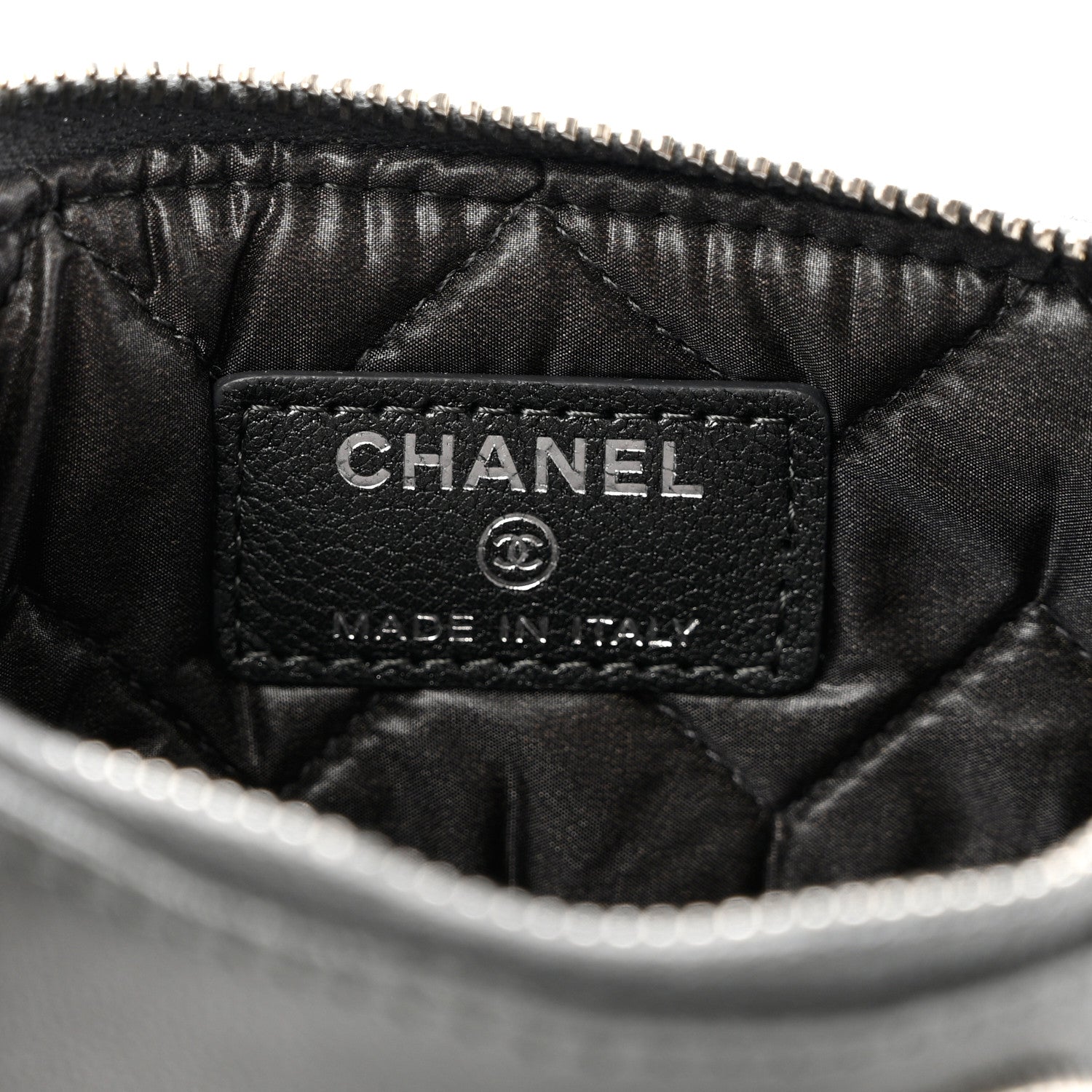 Chanel Metallic Sheepskin Chevron Quilted Small Vintage Mademoiselle Cosmetic Case Dark Grey 6 of 8