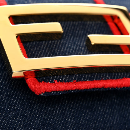 Fendi Denim Large Baguette Blue Rosso 11 of 12