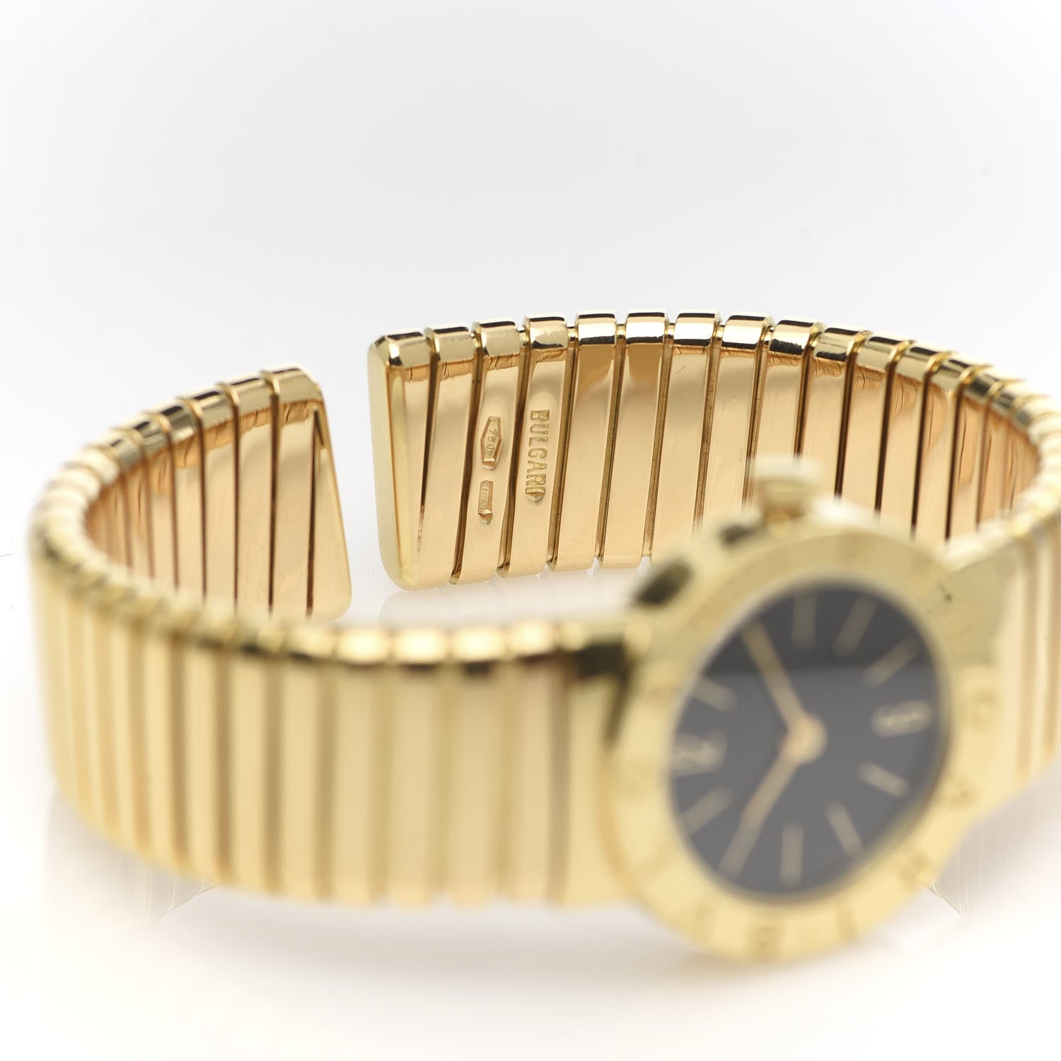 Bulgari 18K Yellow Gold 23mm Tubogas Quartz Watch Black 12 of 14