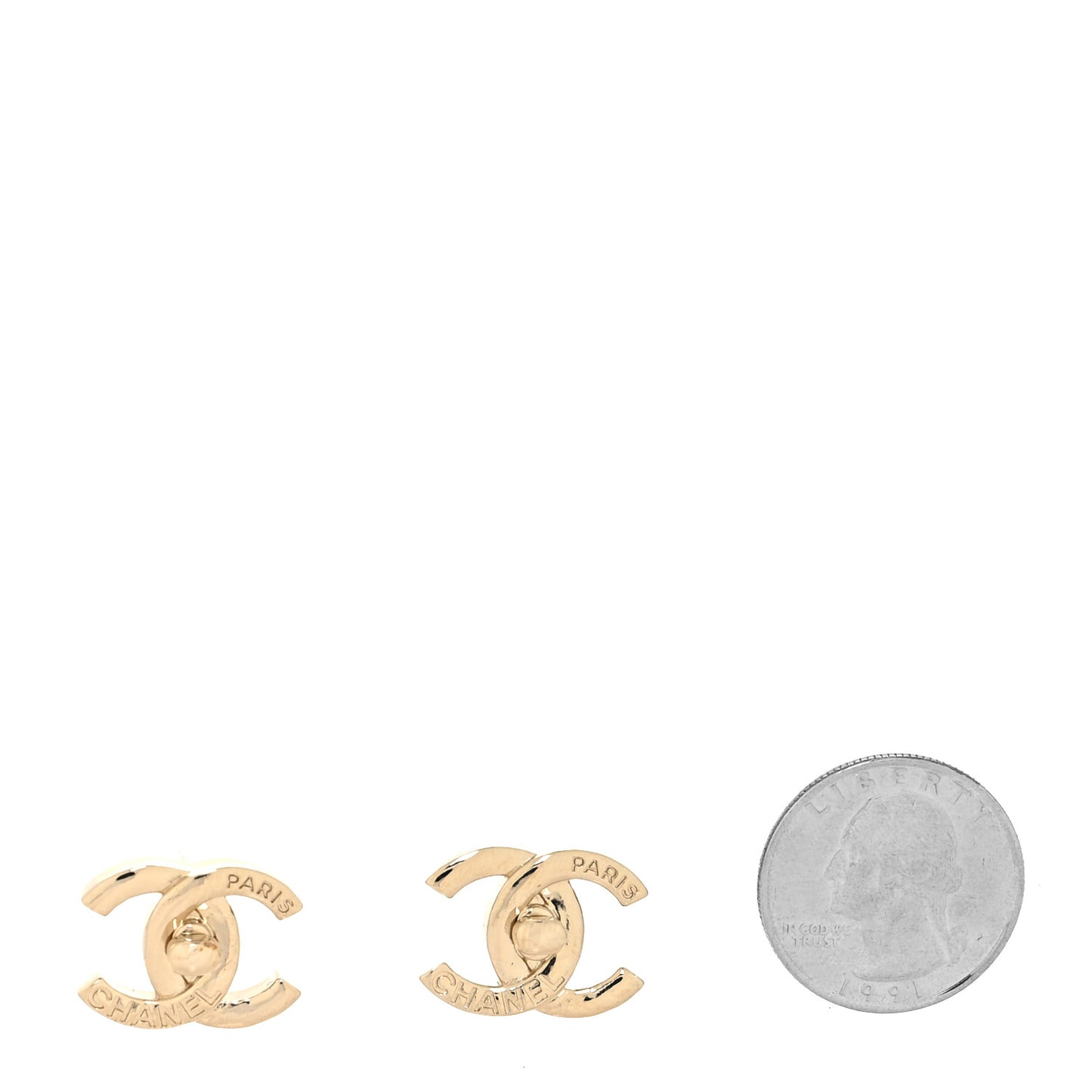 Metal Logo CC Turnlock Earrings Gold