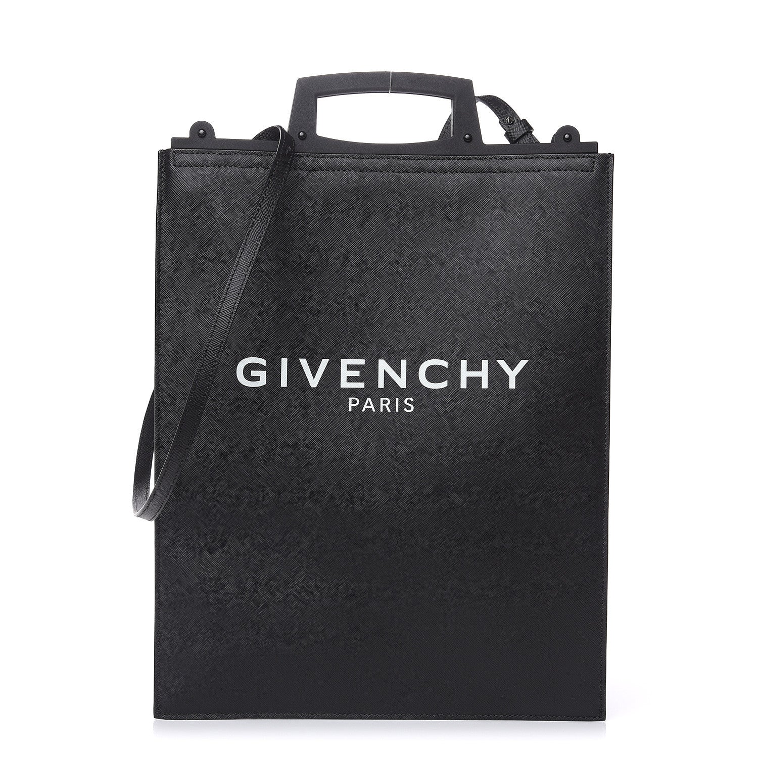 Givenchy Textured Coated Canvas Logo Print Medium Rave Tote Black 1 of 8