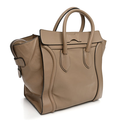 Celine Drummed Calfskin Mini Luggage Dune 3 of 14