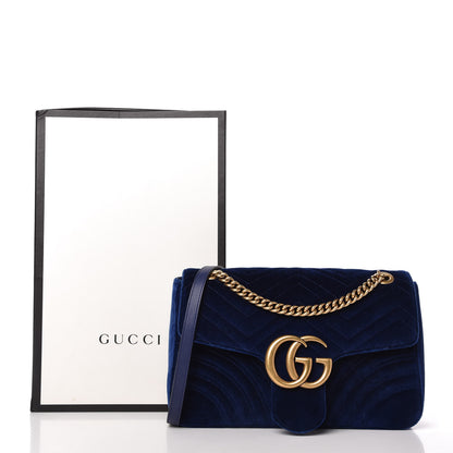 Gucci Velvet Matelasse Medium GG Marmont Shoulder Bag Cobalt Blue 11 of 11