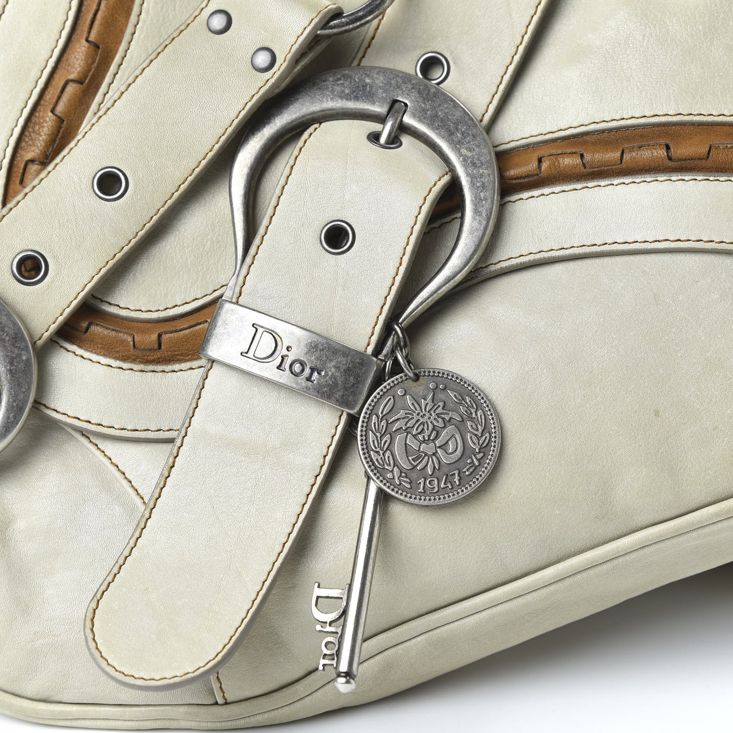Calfskin Gaucho Double Saddle Bag Ivory
