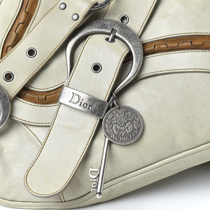 Christian Dior Calfskin Gaucho Double Saddle Bag Ivory 10 of 11