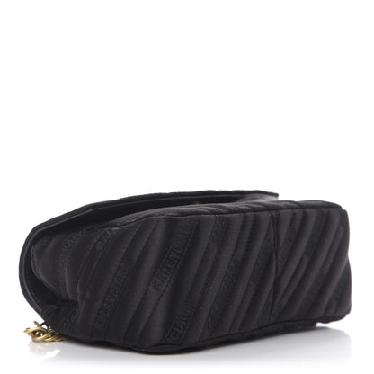 Balenciaga Satin Jacquard Logo Matelasse S BB Round Shoulder Bag Black 4 of 10