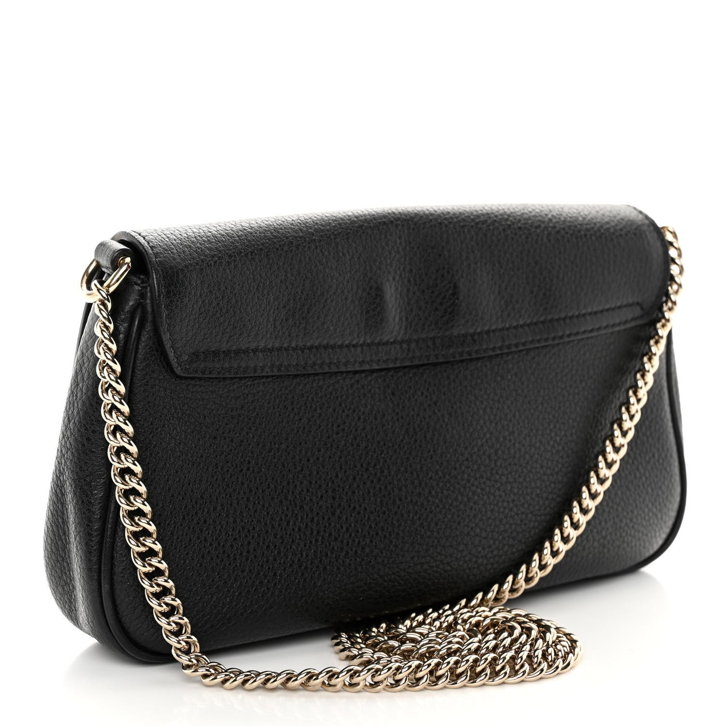 Pebbled Calfskin Medium Soho Flap Crossbody Black