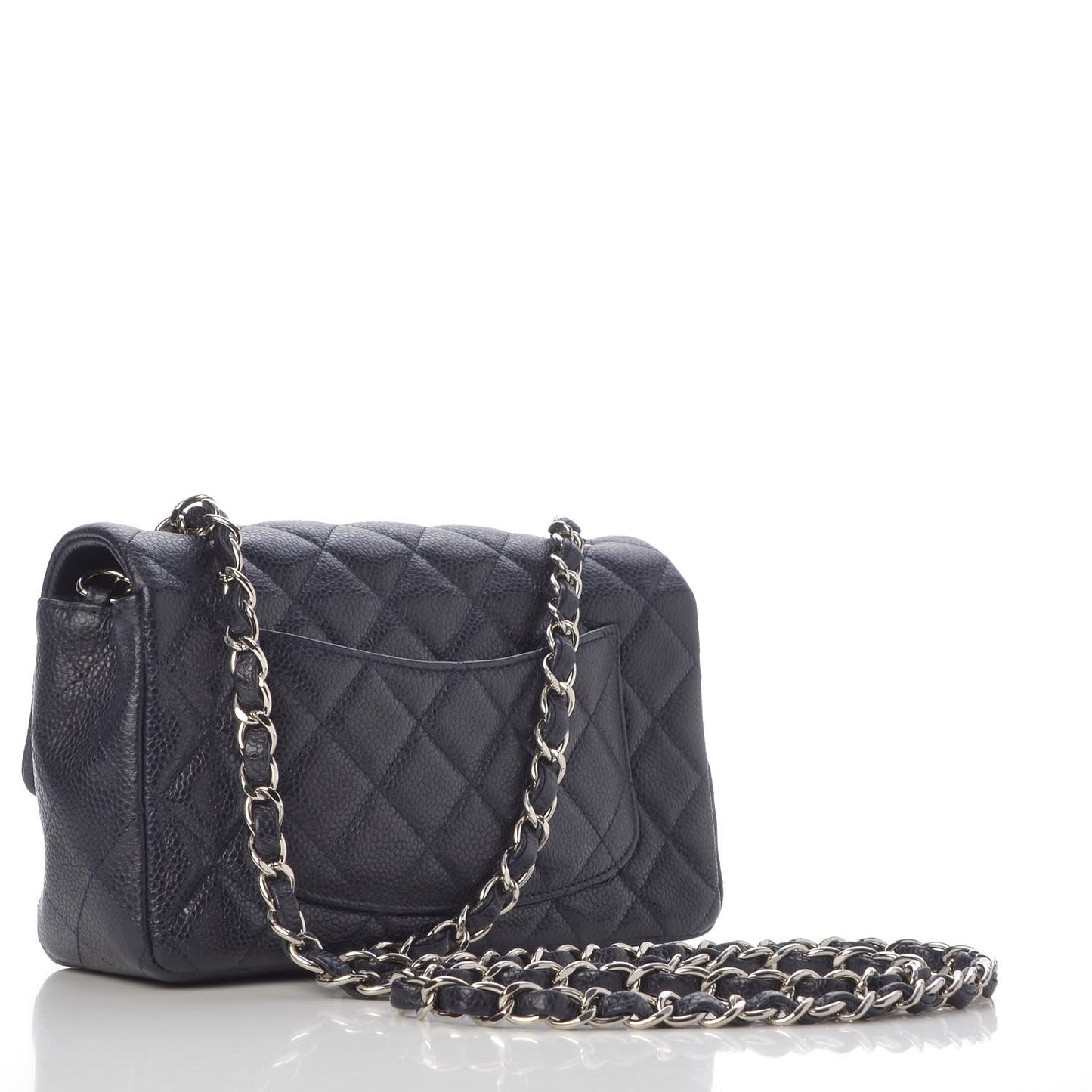 Caviar Quilted Mini Rectangular Flap Navy