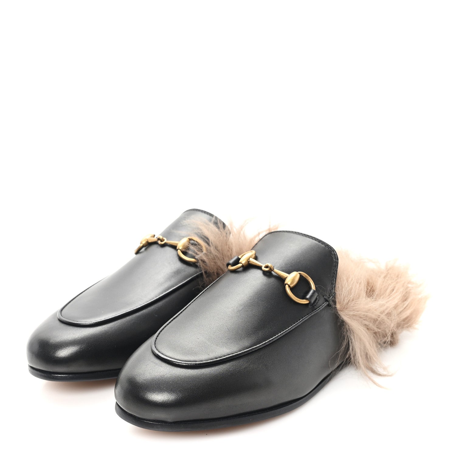Gucci Calfskin Fur Womens Princetown Slippers 35 Black 4 of 8