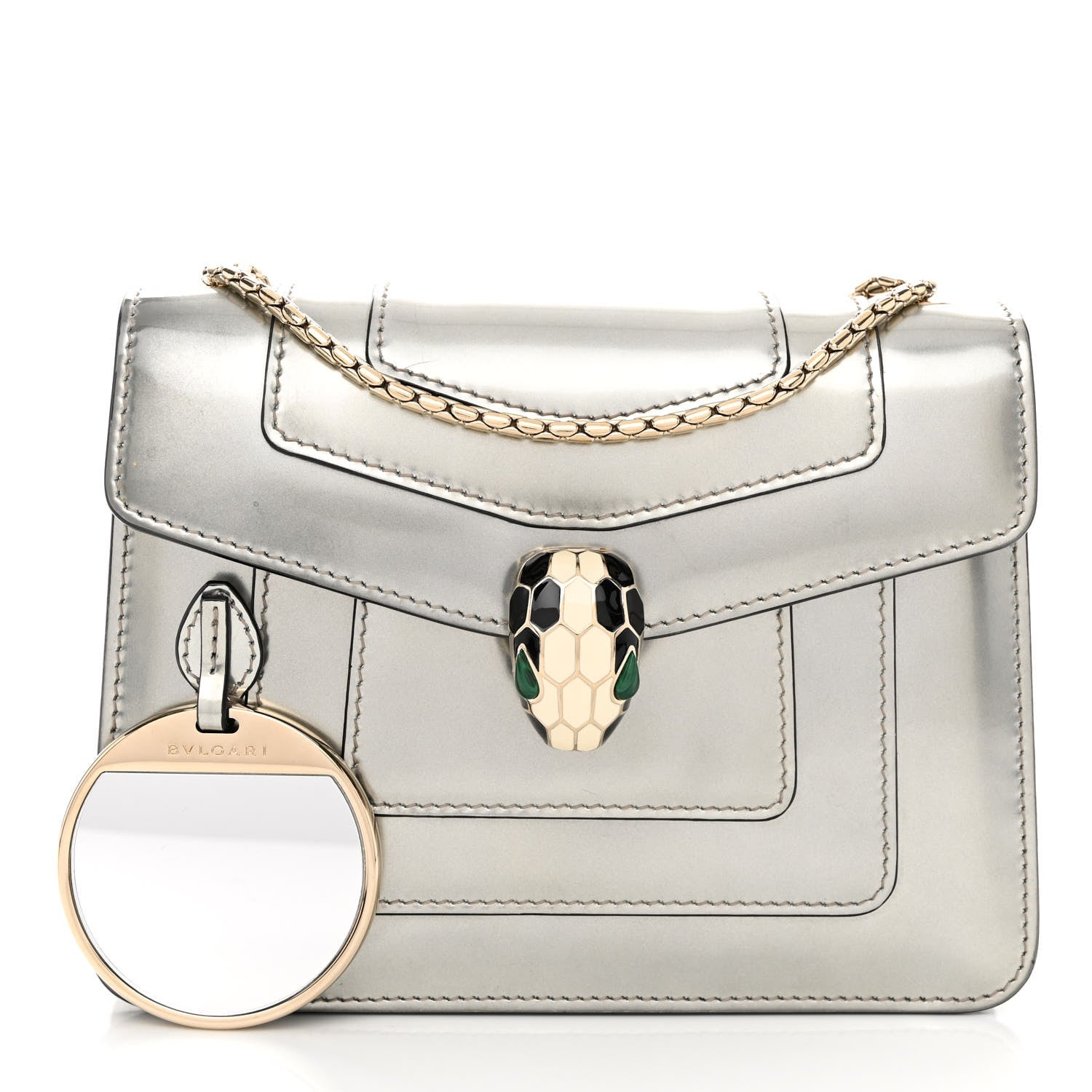 Bulgari Metallic Calfskin Serpenti Forever Crossbody Bag Silver 1 of 10
