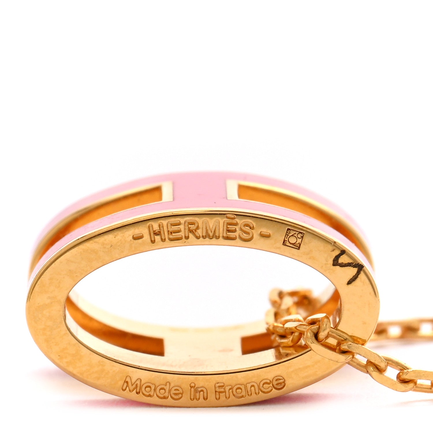 Hermes Lacquered Gold Pop H Pendant Necklace Rose Indien 6 of 7
