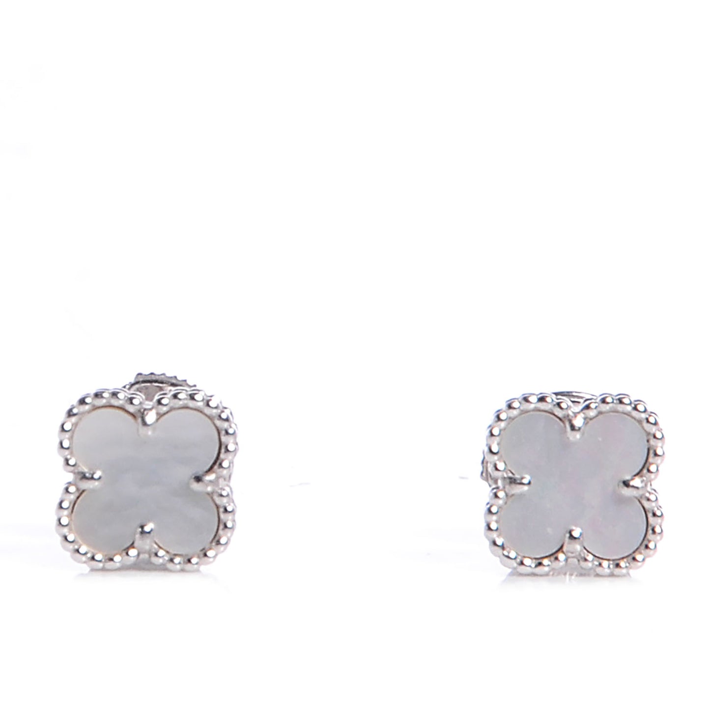 18K White Gold Mother of Pearl Sweet Alhambra Earrings