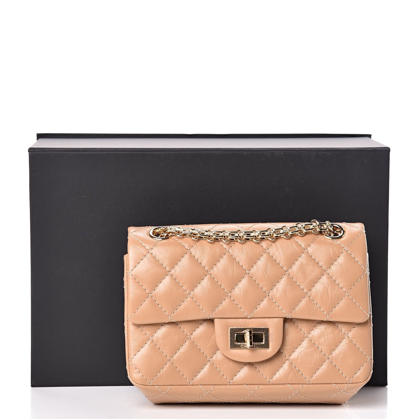 Aged Calfskin Quilted 2.55 Reissue Mini Flap Beige