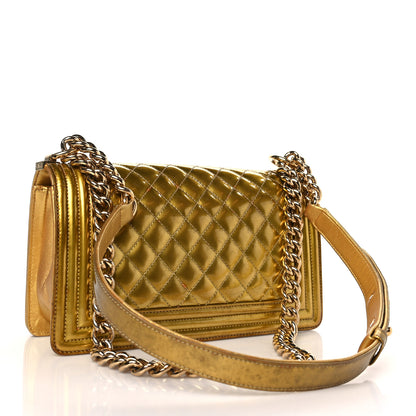 Chanel Metallic Patent Calfskin Quilted Medium Boy Flap Gold 3 of 14