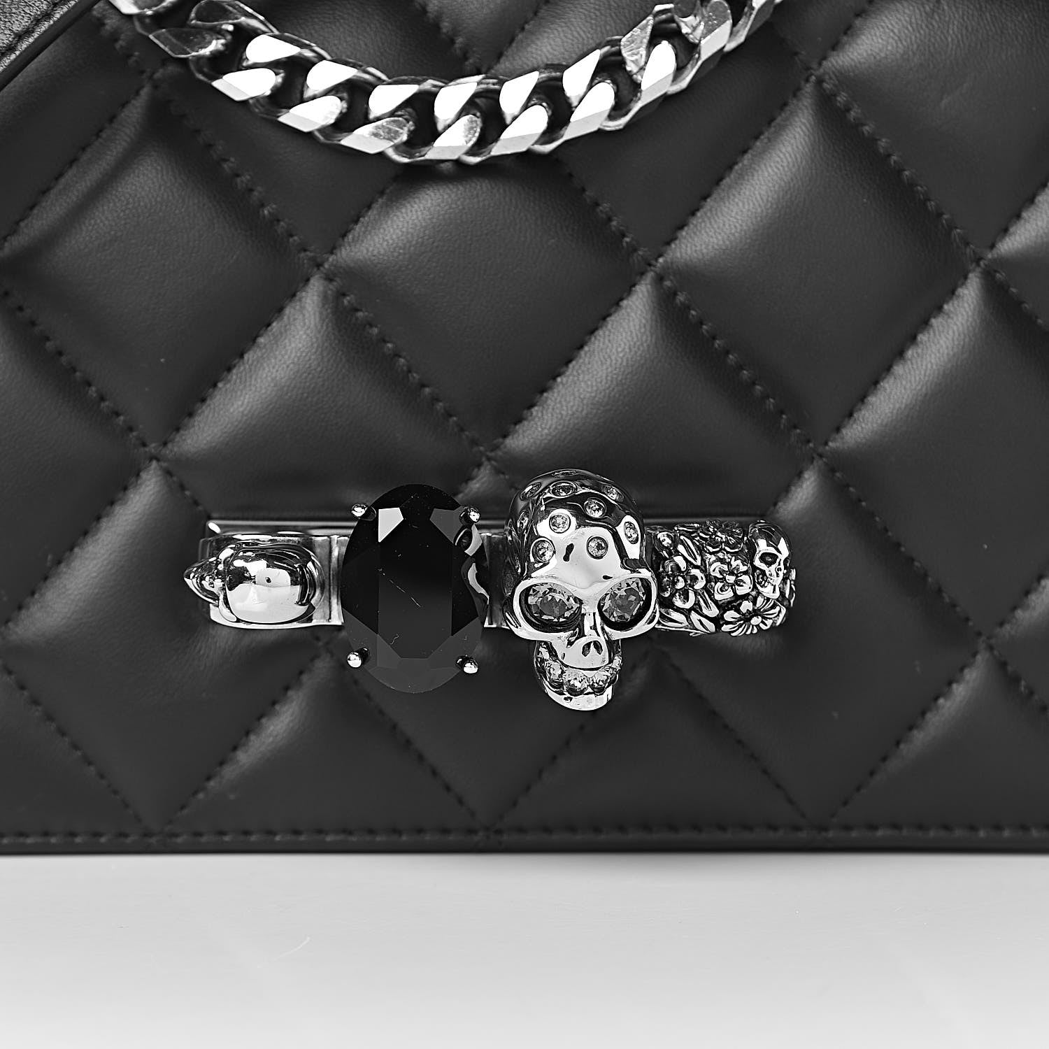 Alexander McQueen Lambskin Quilted Knuckle Shoulder Bag Black 15 of 16