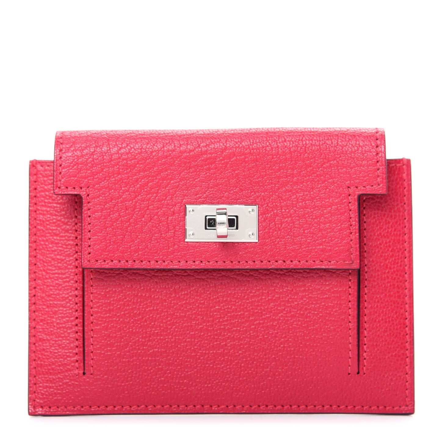 Chevre Mysore Kelly Pocket Compact Wallet Framboise