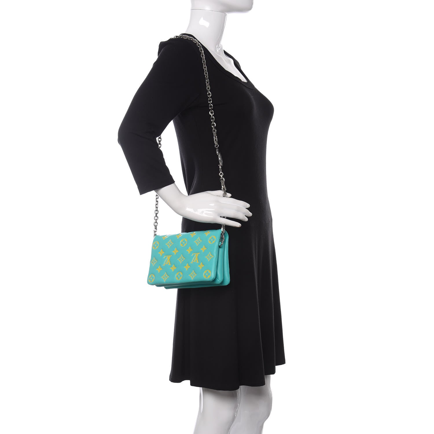 Louis Vuitton Lambskin Embossed Monogram Vuittamins Pochette Coussin Menthe Jaune 2 of 10