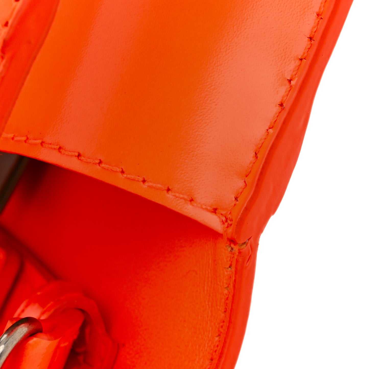 Shiny Box Calfskin Hourglass Chain Bag Fluo Orange