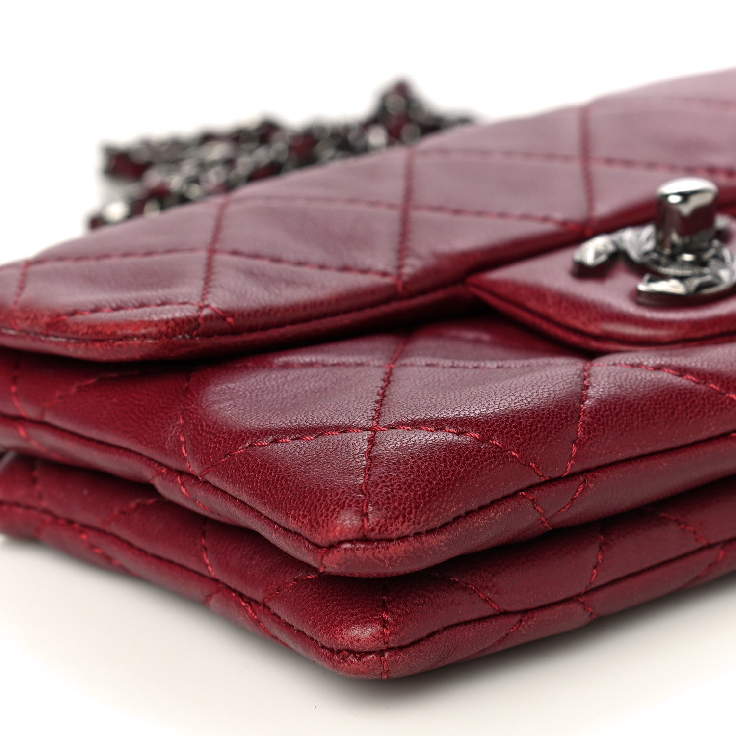 Chanel Lambskin Quilted Mini Mineral Nights Flap Crossbody Bag Dark Red 8 of 25