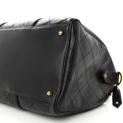 Chanel Calfskin Diamond Stitched Duffle Bag Black 9 of 13