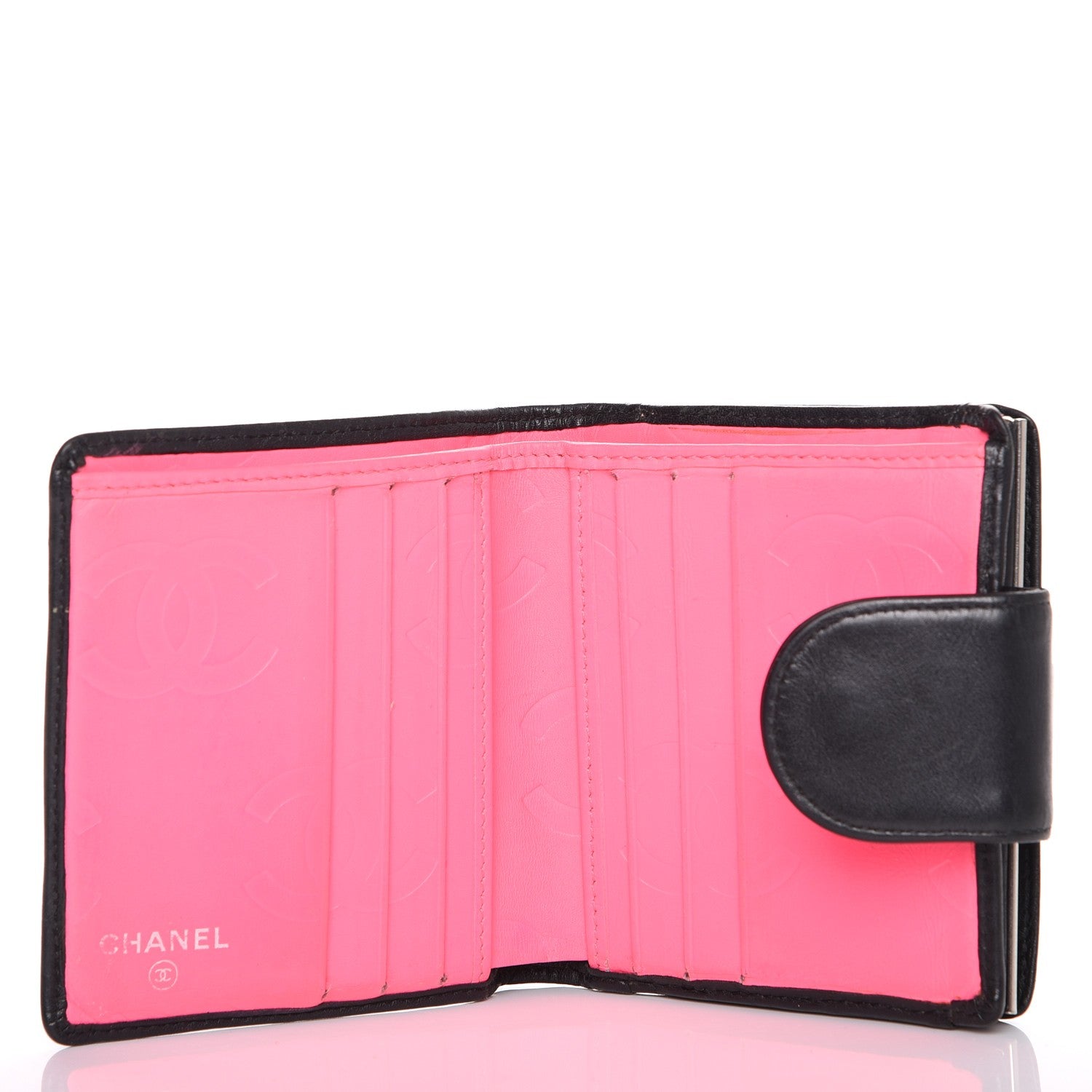 Chanel Calfskin Quilted Cambon Bi-fold Wallet Black White 5 of 8