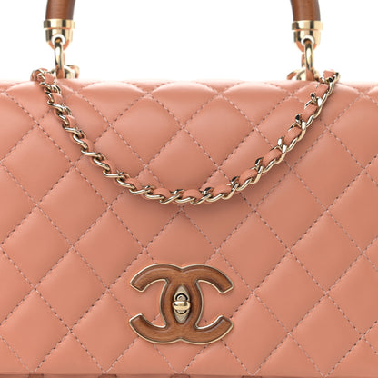 Chanel Lambskin Quilted Wood Mini Coco Handle Flap Beige 8 of 9
