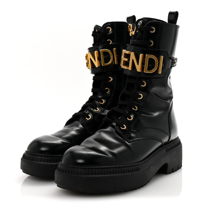 Fendi Vitello Abrasivato Fendigraphy 50mm Biker Boots 39.5 Black 4 of 8