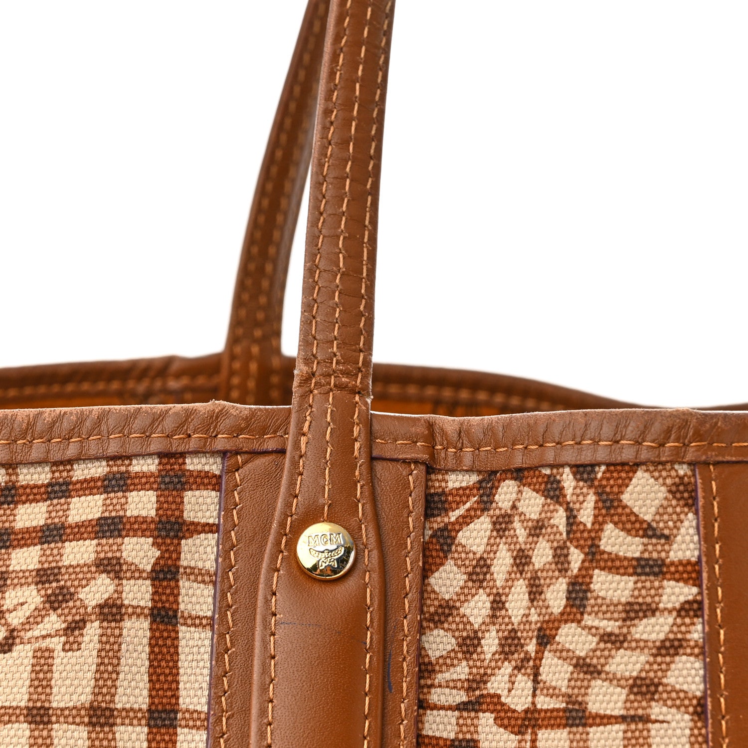 MCM Visetos Large Liz Reversible Shopper Tote Cognac 21 of 26