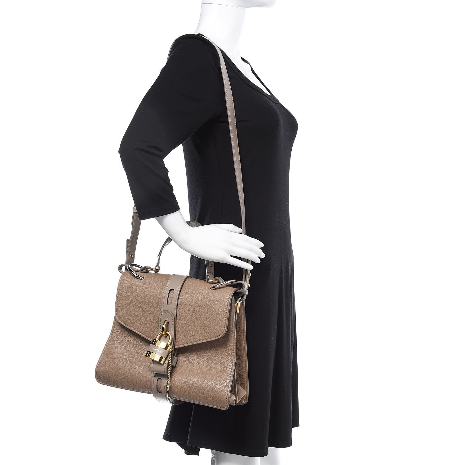 Chloe Shiny Grained Calfskin Medium Aby Day Shoulder Bag Motty Grey 2 of 9