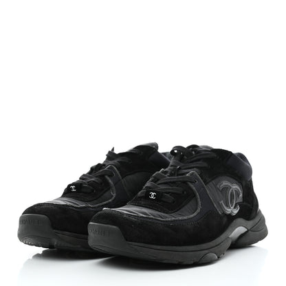 Chanel Fabric Calfskin Suede CC Mens Sneakers 42 Black 3 of 9