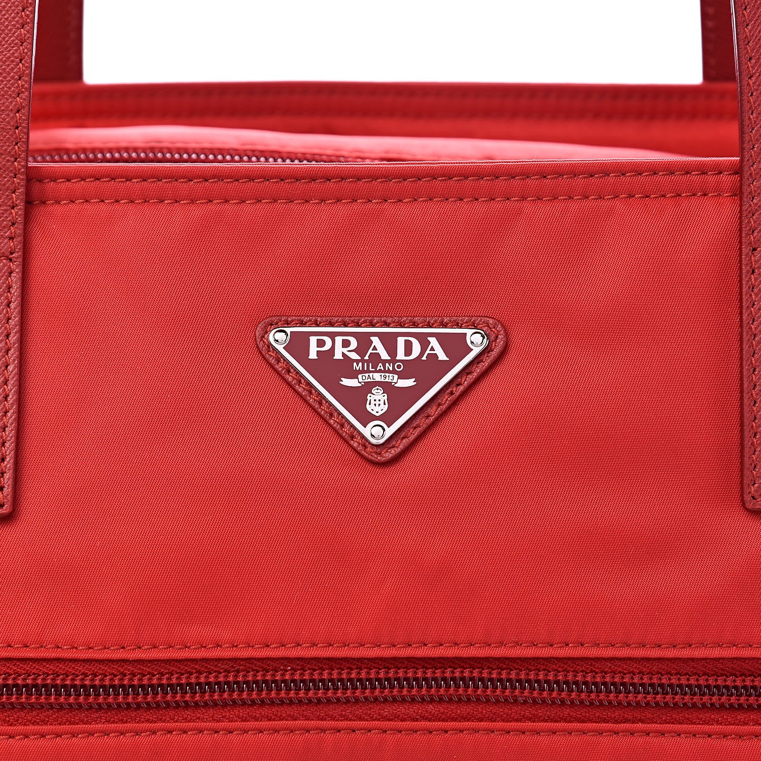 Prada Tessuto Nylon Saffiano Shoulder Bag Rosso 10 of 10
