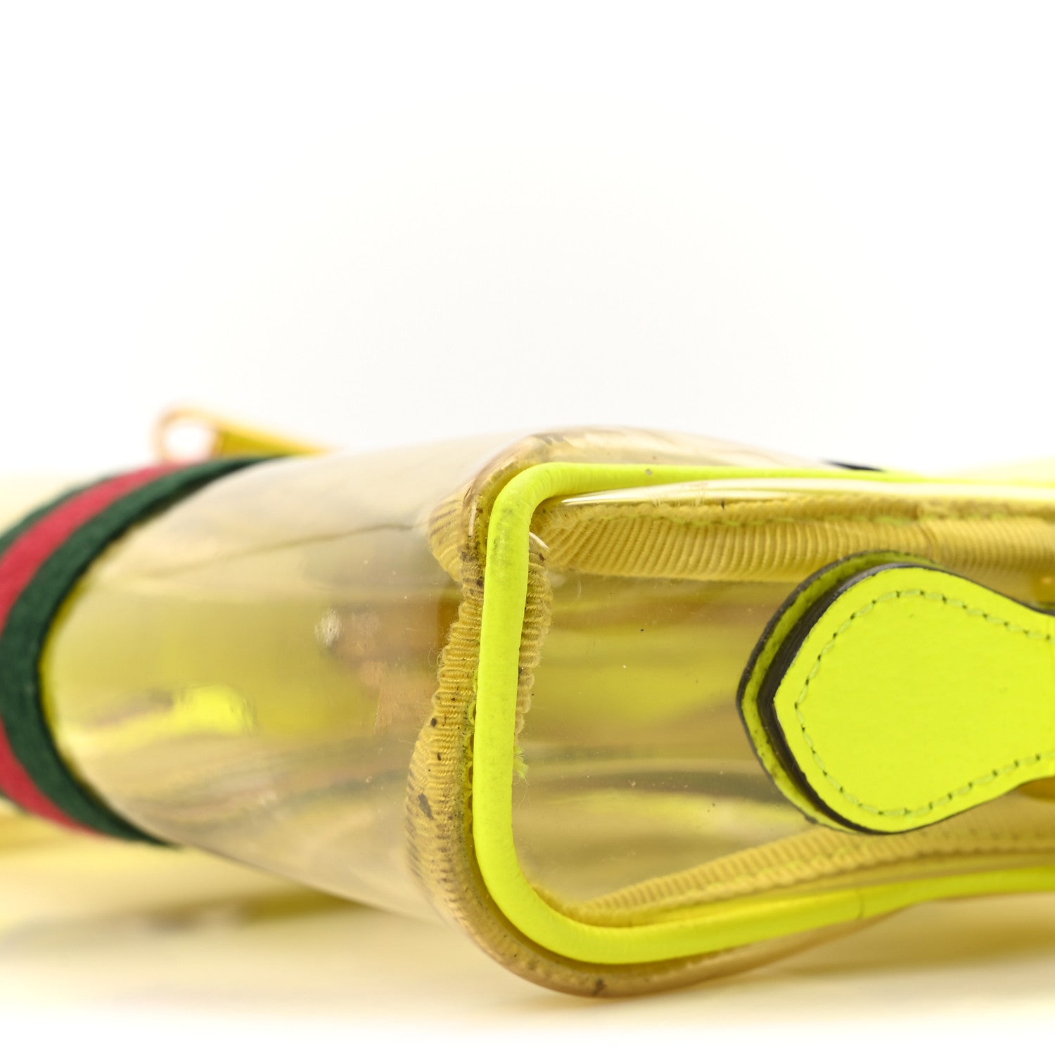 Gucci Vinyl Web Mini Ophidia Transparent Shoulder Bag Yellow Fluo