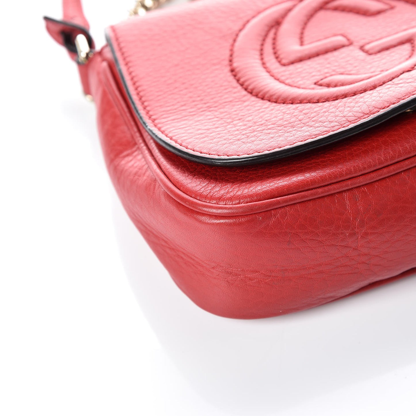 Pebbled Calfskin Small Soho Flap Crossbody Red