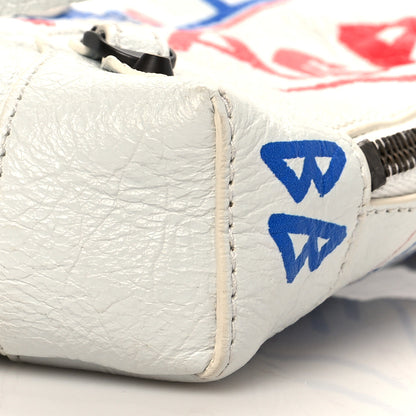 Balenciaga Agneau Graffiti All Over Classic Hardware Reporter XS White Bleu Rouge 8 of 9