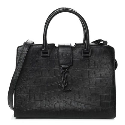 Saint Laurent Calfskin Crocodile Embossed Monogram Baby Cabas Black 1 of 9