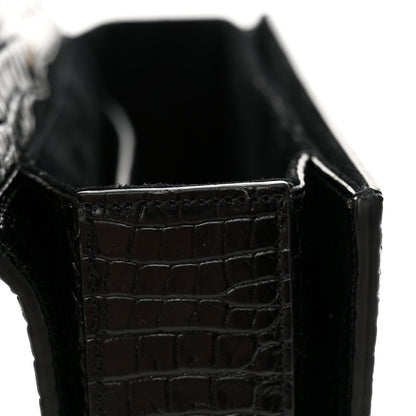 Saint Laurent Calfskin Crocodile Embossed Medium Bellechasse Satchel Black 11 of 13