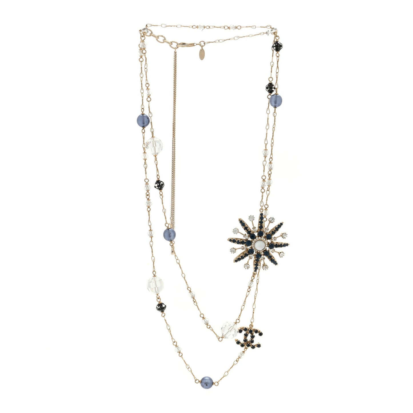 Crystal CC Celestial Long Necklace Blue Gold