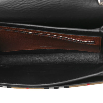 Burberry Goatskin Vintage Check Medium D-Ring Bag Tan Black 5 of 9