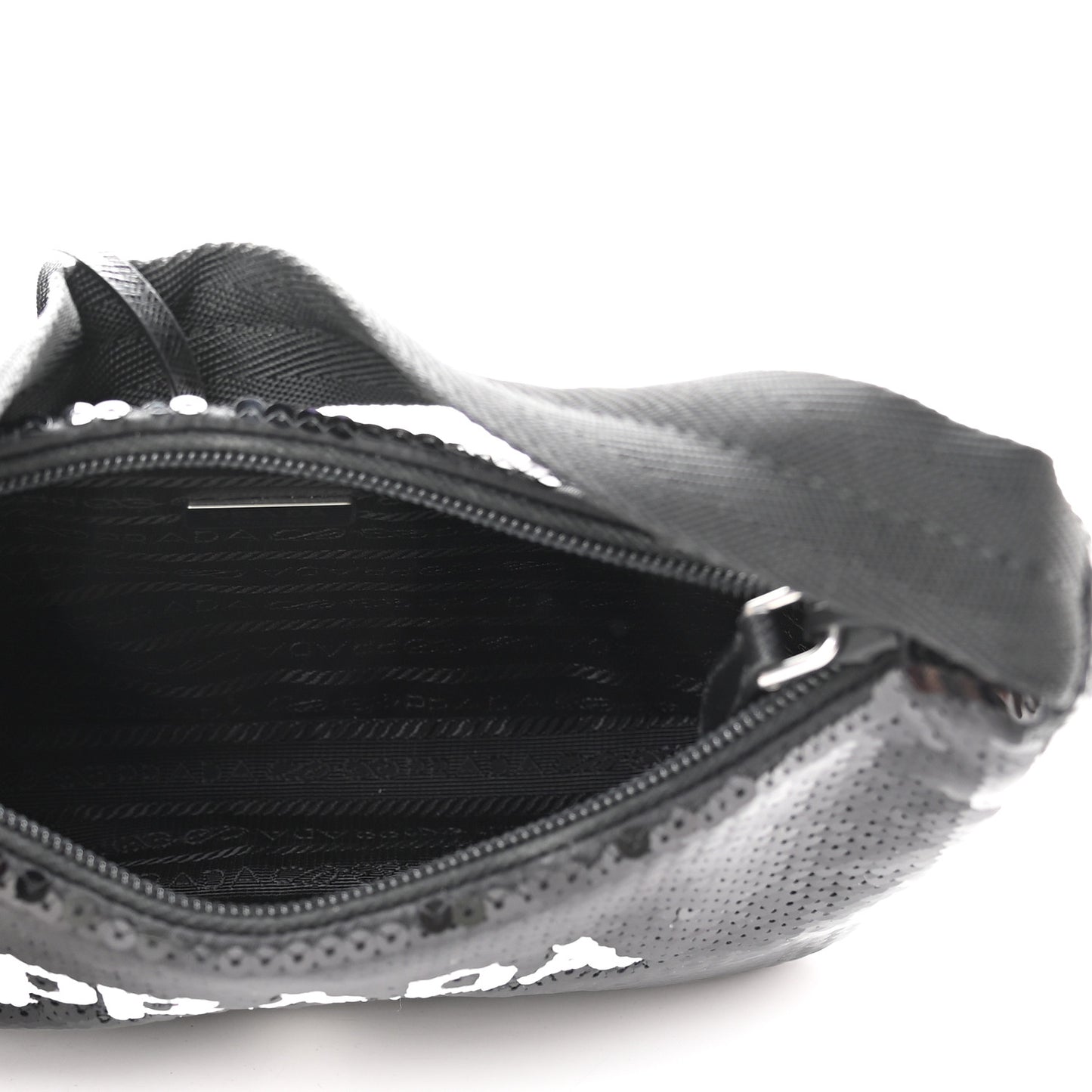 Paillettes Sequin Mini Re-Edition 2000 Bag Black White