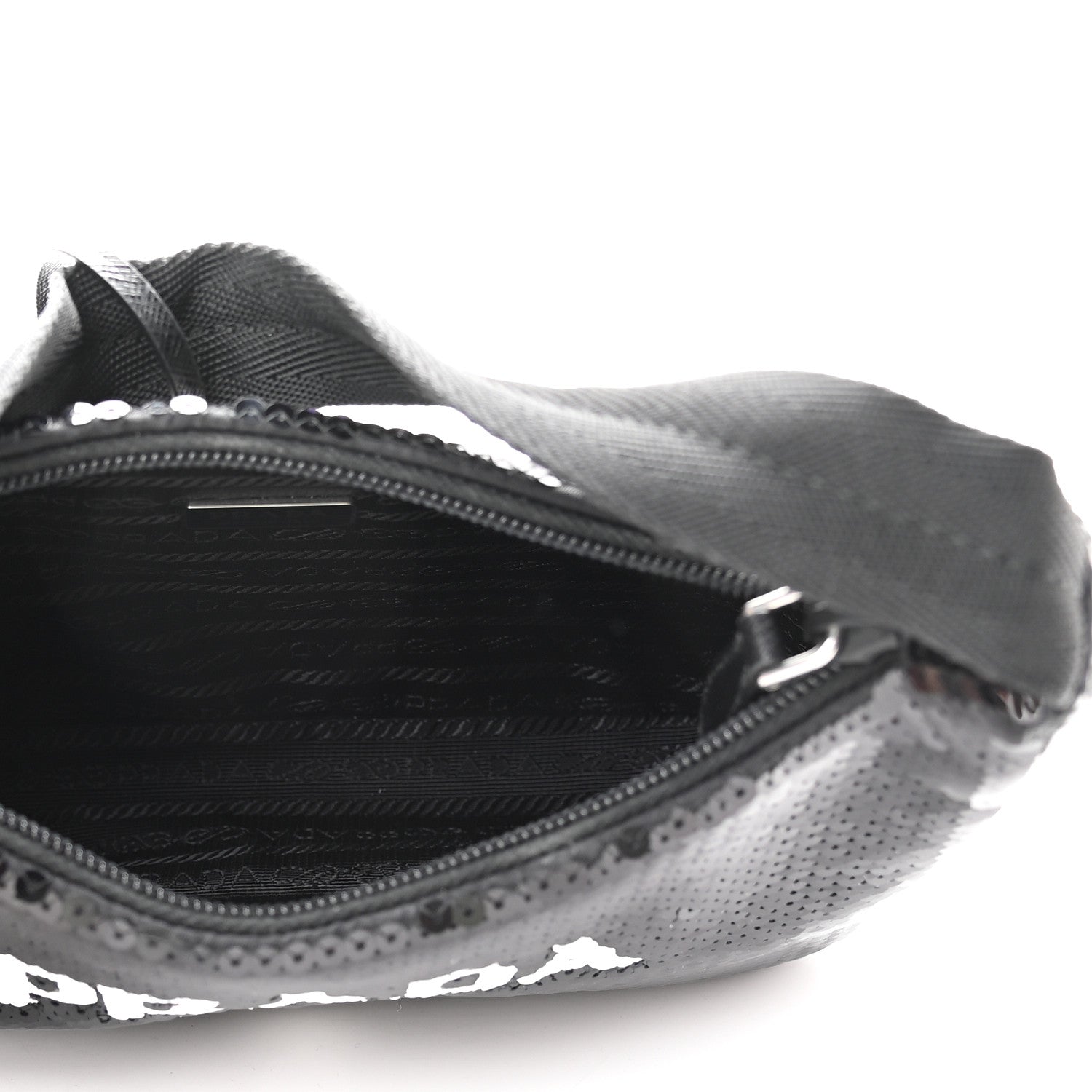Prada Paillettes Sequin Mini Re-Edition 2000 Bag Black White 5 of 9