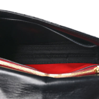 Prada Soft Calfskin Impunture Diagramme Medium Chain Flap Shoulder Bag Black 5 of 9
