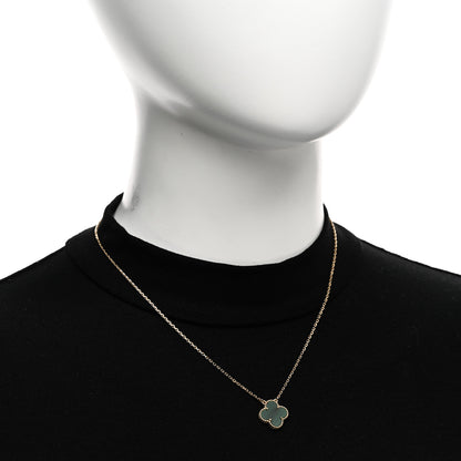 Van Cleef & Arpels 18K Yellow Gold Malachite Vintage Alhambra Pendant Necklace 2 of 4